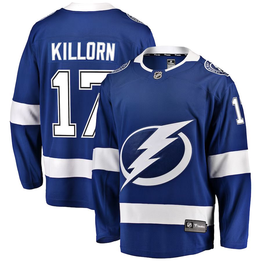 Men Tampa Bay Lightning #17 Alex Killorn Fanatics Branded Blue Home Breakaway Player NHL Jersey